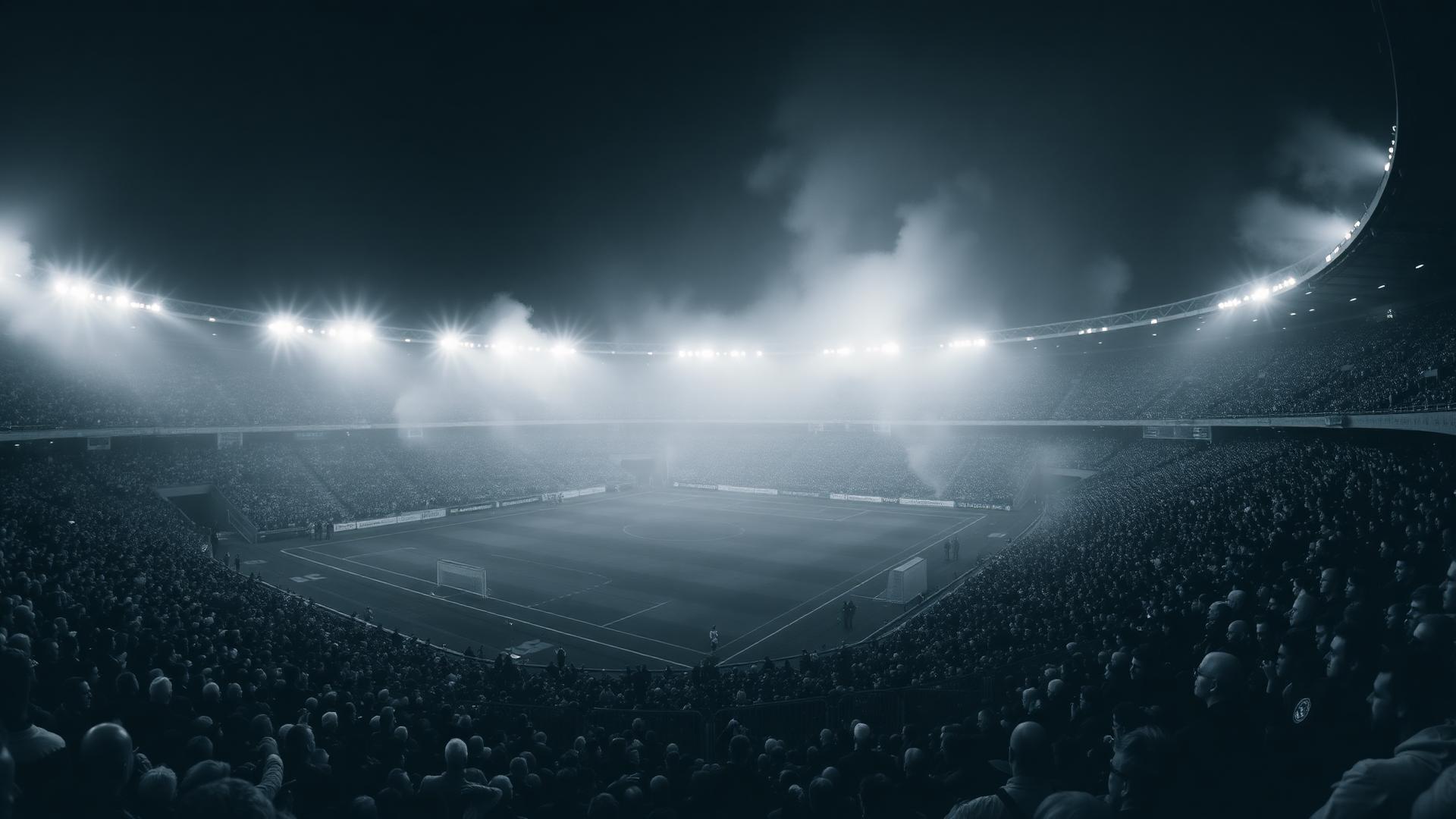Estádio lotado à noite sob refletores